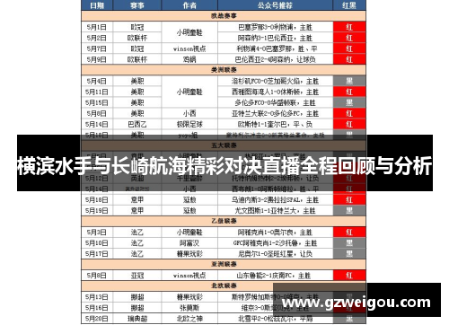 横滨水手与长崎航海精彩对决直播全程回顾与分析